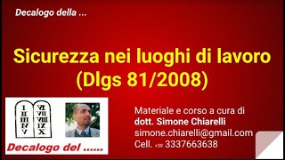 Decalogo della  Sicurezza sul lavoro 20022020 [upl. by Garrison647]