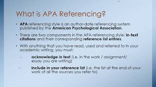 APA citation amp referencing for beginners [upl. by Glynis]