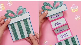 How to make Happy New Year Card 2021  Handmade easy Greeting Card making Ideas  DIY New Year card [upl. by Ynnol696]