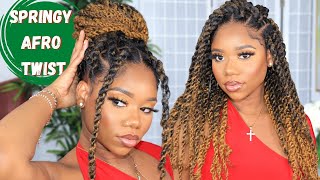 NEW Springy Afro Twist Tutorial  Super Easy Protective Style  Outre [upl. by Atirb]