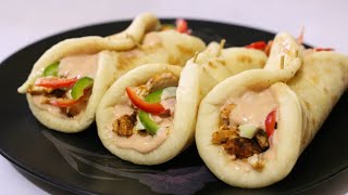 Homemade Chicken Shawarmaচিকেন শর্মা রেসিপি  Chicken ShawarmaPita Bread Shawarma Sauce [upl. by Magavern307]