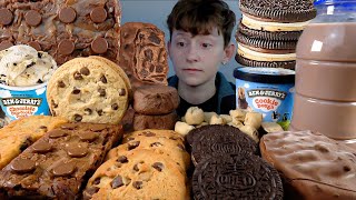 ASMR Chocolate Chip Brownie Desserts Cookie Dough Ice Cream Brownie Dough Blondie Oreo Cookies [upl. by Hurless]