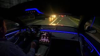 ASMR Highway Driving into the Night No Talking No Music in the Mercedes SClass [upl. by Ev]