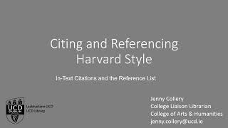 Citing and referencing using the Harvard Style [upl. by Riaj]