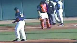 Delmon Young Throws And Hits An Umpire With His Bat [upl. by Perretta99]