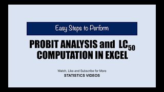 Probit Analysis and LC50 Computation Using Microsoft Excel [upl. by Cirilla]