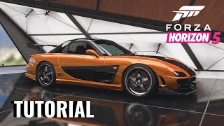 Forza Horizon 5  Hans Mazda RX7 Build Tutorial [upl. by Cilla]