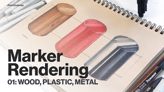 Marker Rendering Tutorial 01 How to Render Wood Plastic and Metal [upl. by Drawdesemaj]