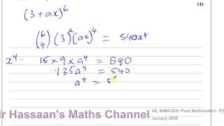 WMA1201 Edexcel IAL P2 JAN 2020 Q2 Binomial Expansion [upl. by Eartha]