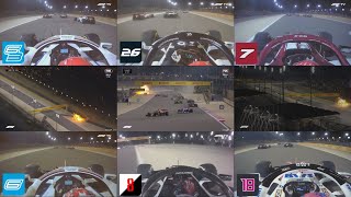 Romain Grosjeans Terrifying Crash Multiple Angles  F1 Bahrain2020 [upl. by Aliuqa]