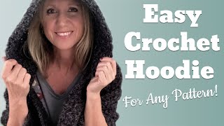 How to Add a Crochet Hoodie to Any Pattern EASY  Crochet Hooded Pocket Shawl [upl. by Lyrehs625]